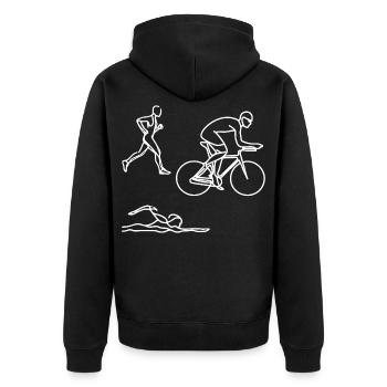 Dessin de triathlon - Veste à capuche bio Premium Unisexe - noir - Dos - Nico (187cm)