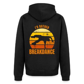 Ich würde lieber Breakdance tanzen - Unisex Premium Bio Zip Hoodie - Schwarz - Hinten - Nico (187cm)