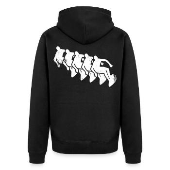 Wellenreiter Zeichnung - Unisex Premium Bio Zip Hoodie - Schwarz - Hinten - Nico (187cm)