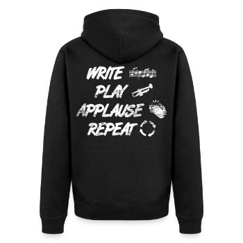 écrire, jouer, applaudir, répéter - Veste à capuche bio Premium Unisexe - noir - Dos - Nico (187cm)