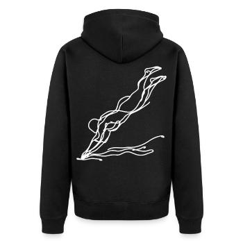 Schwimmer Mädchen Skizze - Unisex Premium Bio Zip Hoodie - Schwarz - Hinten - Nico (187cm)