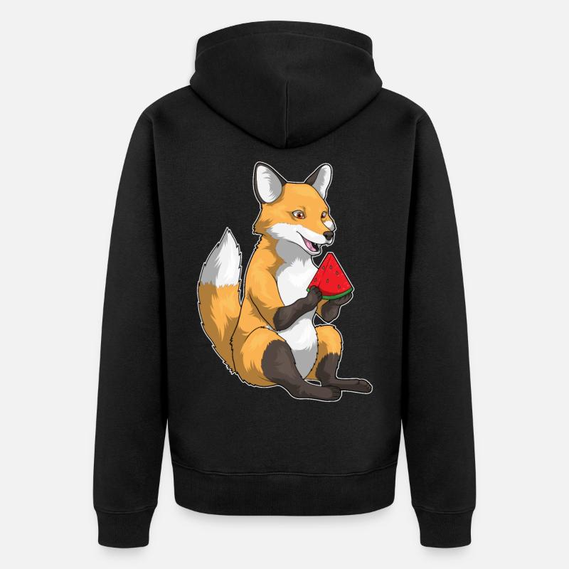 Fruit de la pastèque Fox - Veste à capuche bio Premium Unisexe - noir