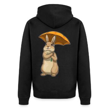 Bunny Umbrella - Unisex Premium Organic Zip Hoodie - black - Back - Nico (187cm)