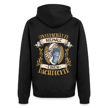 Dachdecker Geschenk Handwerk Lustig Beruf - Unisex Premium Bio Zip Hoodie - Schwarz - Hinten - Nico (187cm)