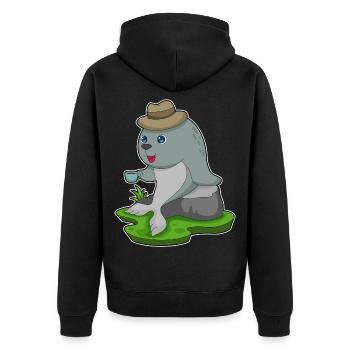 Tasse à café Seal - Veste à capuche bio Premium Unisexe - noir - Dos - Nico (187cm)