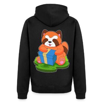 Red Panda Christmas Package - Unisex Premium Organic Zip Hoodie - black - Back - Nico (187cm)