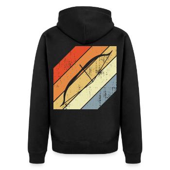 Retro Archery - Unisex Premium Organic Zip Hoodie - black - Back - Nico (187cm)