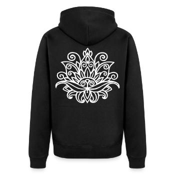 Mandala lotus blanc - Veste à capuche bio Premium Unisexe - noir - Dos - Nico (187cm)