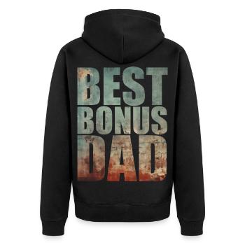 Best Bonus Dad - Unisex Premium Organic Zip Hoodie - black - Back - Nico (187cm)