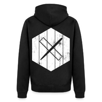 Zeichnen mit Stift und Lineal - Unisex Premium Bio Zip Hoodie - Schwarz - Hinten - Nico (187cm)