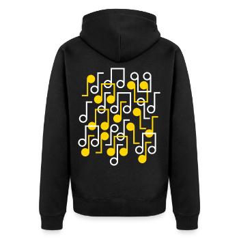Musiknoten Muster im Retro-Stil - Unisex Premium Bio Zip Hoodie - Schwarz - Hinten - Nico (187cm)