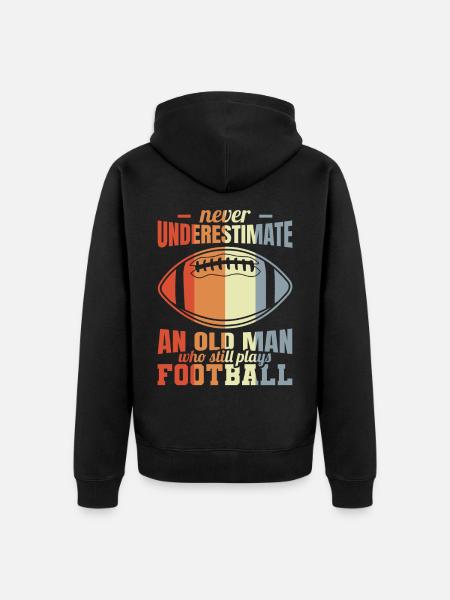Old Football Player - Unisex Premium Organic Zip Hoodie - black