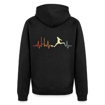 Rugbyspieler Herzlinie EKG - Unisex Premium Bio Zip Hoodie - Schwarz - Hinten - Nico (187cm)