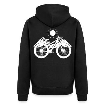 Mountainbike Grafik - Unisex Premium Bio Zip Hoodie - Schwarz - Hinten - Nico (187cm)