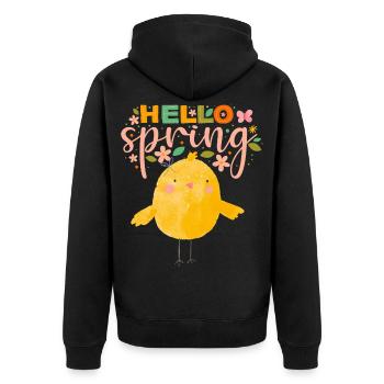 Rêve printanier humoristique au poulet - Veste à capuche bio Premium Unisexe - noir - Dos - Nico (187cm)