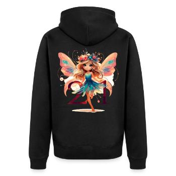 21 Jahre Fee Elfe Design - Unisex Premium Bio Zip Hoodie - Schwarz - Hinten - Nico (187cm)