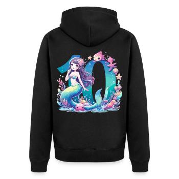 10 Years Mermaid Sweet Birthday Gift - Unisex Premium Organic Zip Hoodie - black - Back - Nico (187cm)
