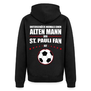 Alter Mann - St. Pauli Fan | Retro Vintage Design - Unisex Premium Bio Zip Hoodie - Schwarz - Hinten - Nico (187cm)