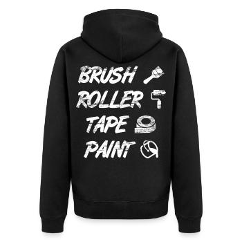 Maler Spruch - Unisex Premium Bio Zip Hoodie - Schwarz - Hinten - Nico (187cm)