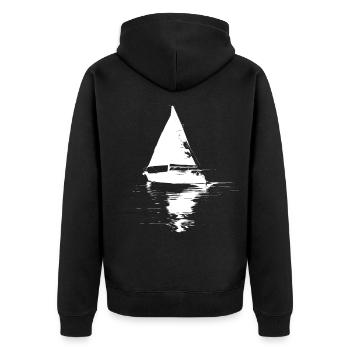 Segeln Skizze - Unisex Premium Bio Zip Hoodie - Schwarz - Hinten - Nico (187cm)