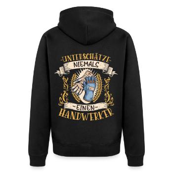 Handwerker Geschenk Vielseitig Lustig Beruf - Unisex Premium Bio Zip Hoodie - Schwarz - Hinten - Nico (187cm)