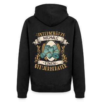 Steuerberater Geschenk Finanzen Lustig - Unisex Premium Bio Zip Hoodie - Schwarz - Hinten - Nico (187cm)