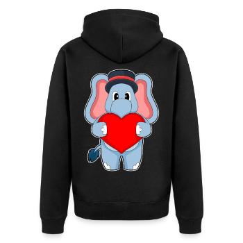 Éléphant marié coeur mariage - Veste à capuche bio Premium Unisexe - noir - Dos - Nico (187cm)