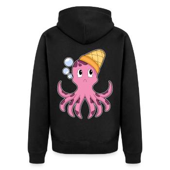 Cône de crème glacée au poulpe - Veste à capuche bio Premium Unisexe - noir - Dos - Nico (187cm)