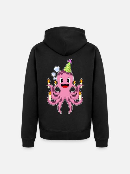 Bougies d’anniversaire Octopus - Veste à capuche bio Premium Unisexe - noir