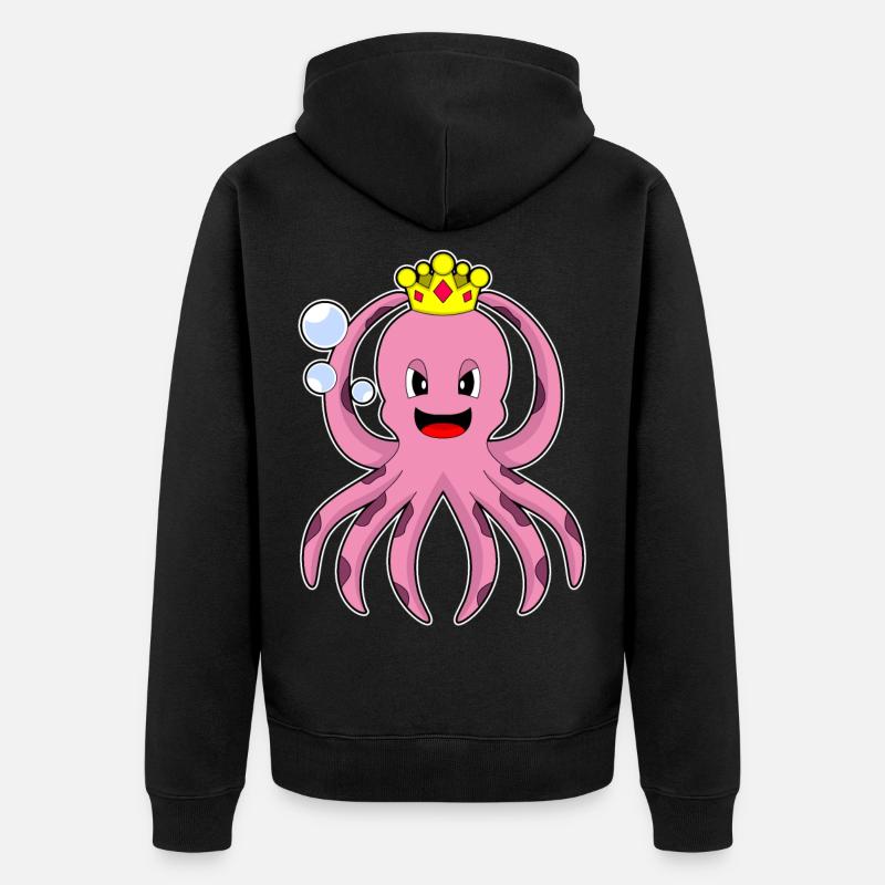 Couronne du roi pieuvre - Veste à capuche bio Premium Unisexe - noir
