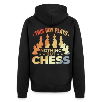Joueur d’échecs pour enfants - Veste à capuche bio Premium Unisexe - noir - Dos - Nico (187cm)