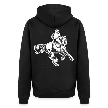 Reiter - Unisex Premium Bio Zip Hoodie - Schwarz - Hinten - Nico (187cm)