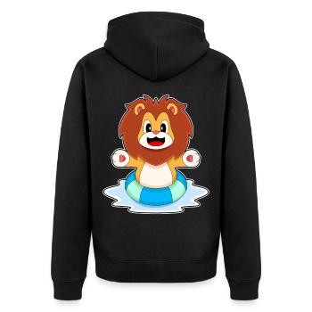 Löwe Schwimmen Schwimmring Sommer - Unisex Premium Bio Zip Hoodie - Schwarz - Hinten - Nico (187cm)