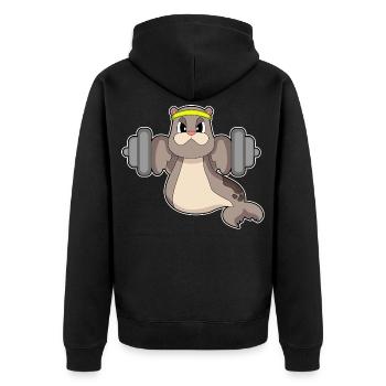 Seal Bodybuilder Barbell Bodybuilding - Veste à capuche bio Premium Unisexe - noir - Dos - Nico (187cm)