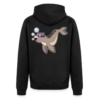Seehund Taucher Schwimmbrille Tauchen - Unisex Premium Bio Zip Hoodie - Schwarz - Hinten - Nico (187cm)