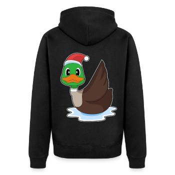 Canard Noël père Noël chapeau - Veste à capuche bio Premium Unisexe - noir - Dos - Nico (187cm)