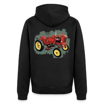 Tracteur Poney - Veste à capuche bio Premium Unisexe - noir - Dos - Nico (187cm)
