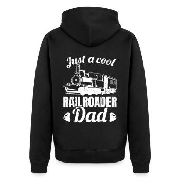 Eisenbahn Vater - Unisex Premium Bio Zip Hoodie - Schwarz - Hinten - Nico (187cm)
