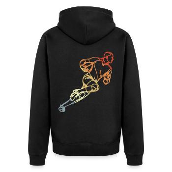 Vintage Rugby Skizze - Unisex Premium Bio Zip Hoodie - Schwarz - Hinten - Nico (187cm)