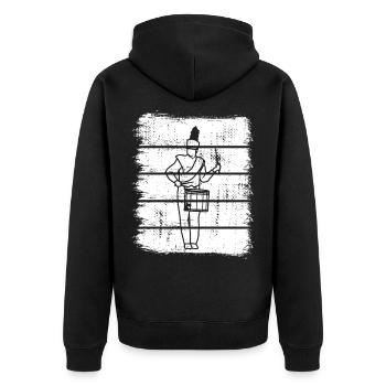 Drummer Sketch - Unisex Premium Organic Zip Hoodie - black - Back - Nico (187cm)