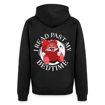 I read past my bedtime - Unisex Premium Organic Zip Hoodie - black - Back - Nico (187cm)