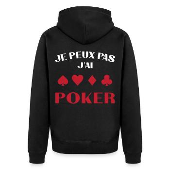 Je Peux Pas J'ai Poker Cadeau - Veste à capuche bio Premium Unisexe - noir - Dos - Nico (187cm)