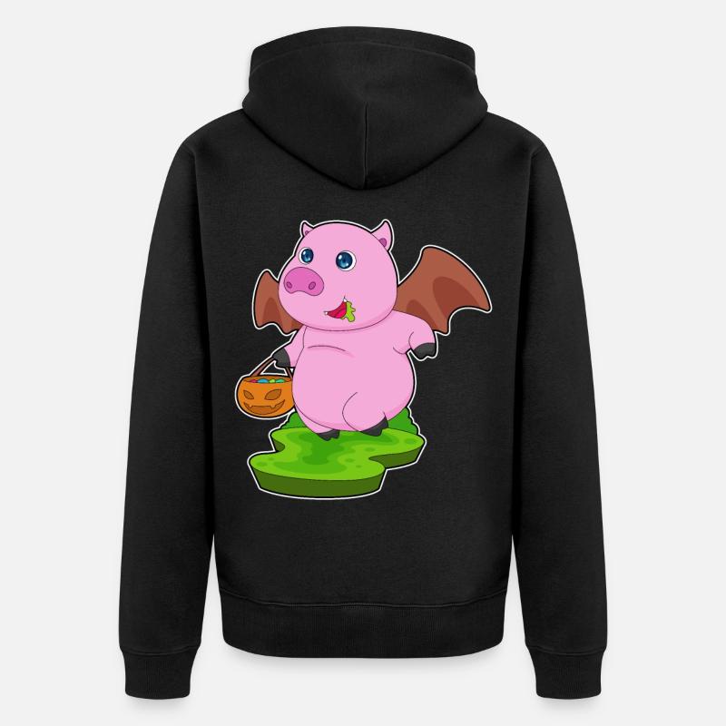 Cochon Halloween Bat - Veste à capuche bio Premium Unisexe - noir