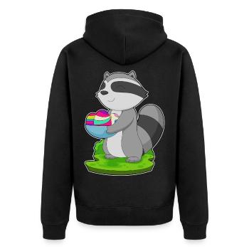 Waschbär Ostern Ostereier - Unisex Premium Bio Zip Hoodie - Schwarz - Hinten - Nico (187cm)