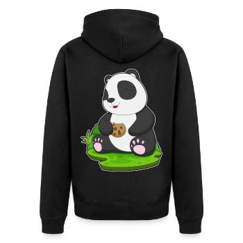 Panda Cookie - Unisex Premium Bio Zip Hoodie - Schwarz - Hinten - Nico (187cm)