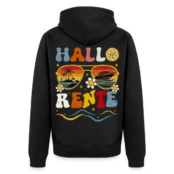 Hallo Sommer Retro Design Rentner Rentnerin  - Unisex Premium Bio Zip Hoodie - Schwarz - Hinten - Nico (187cm)