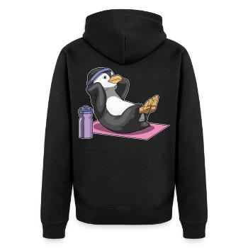 Penguin Abdominal Training Bodybuilding - Unisex Premium Organic Zip Hoodie - black - Back - Nico (187cm)