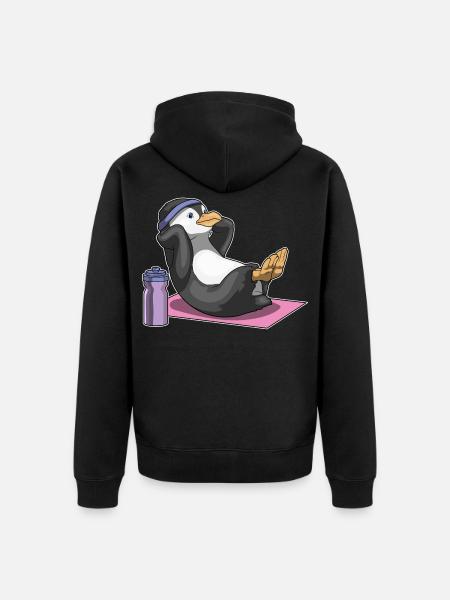 Penguin Abdominal Training Bodybuilding - Unisex Premium Organic Zip Hoodie - black