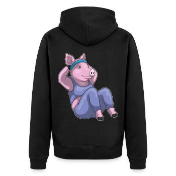 Entraînement abdominal Porc Bodybuilding - Veste à capuche bio Premium Unisexe - noir - Dos - Nico (187cm)