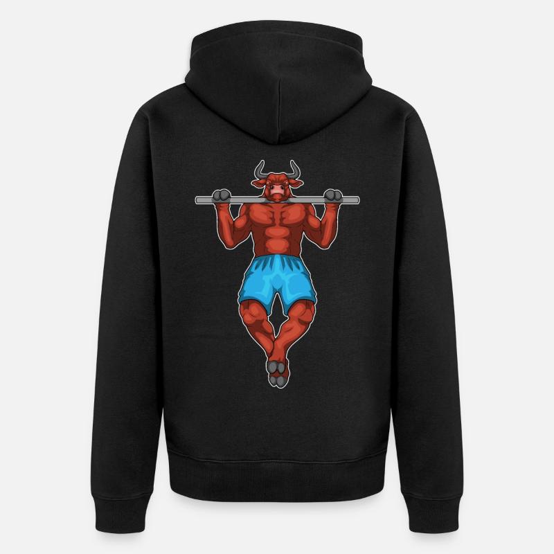 Taurus Bodybuilder Pull-Ups Bodybuilding - Unisex Premium Organic Zip Hoodie - black